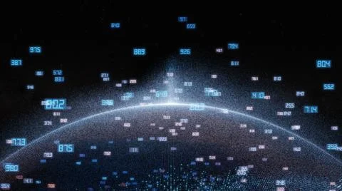 Earth and luminous elements with numbers Stock Illustration