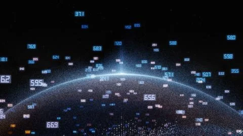Earth and luminous elements with numbers Stock Illustration