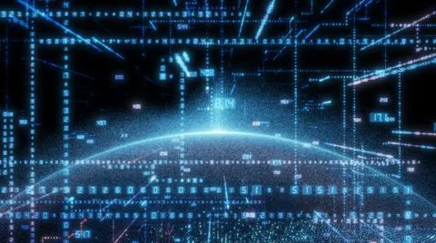 Earth and luminous elements with numbers Stock Illustration