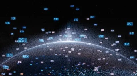 Earth and luminous elements with numbers 库存插图