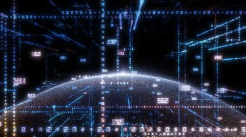 Earth and luminous elements with numbers Stock Illustration