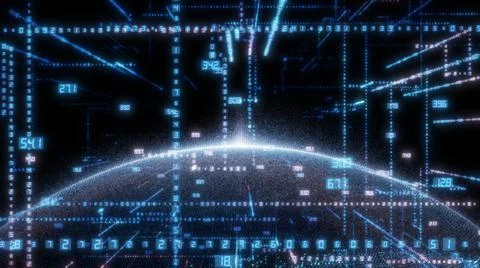 Earth and luminous elements with numbers Stock Illustration