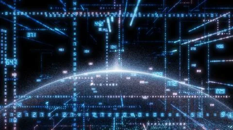 Earth and luminous elements with numbers Stock Illustration