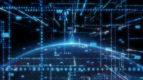Earth and luminous elements with numbers Stock Illustration