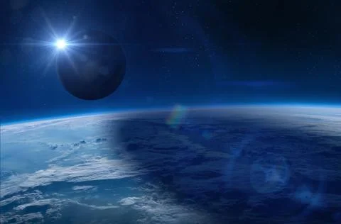 Earth and Moon. Eclipse. Stock Photos