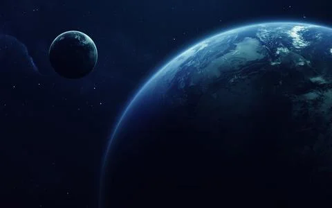 Earth and moon. Elements of this image furnished by NASA Stock Photos