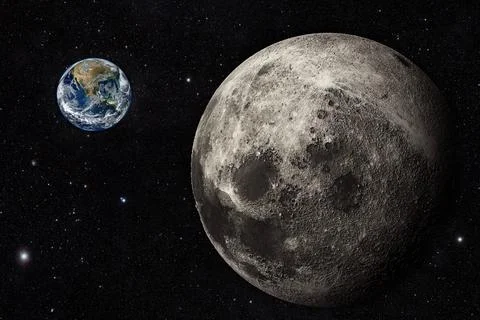 Earth and moon Stock Illustration