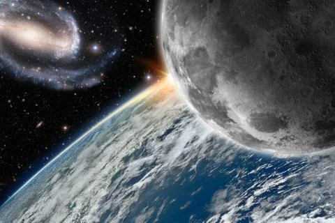 Earth and moon Stock Illustration