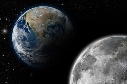 Earth and moon Stock Illustration