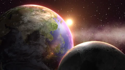 Earth and the Moon in orbit Vídeos de archivo 248760629