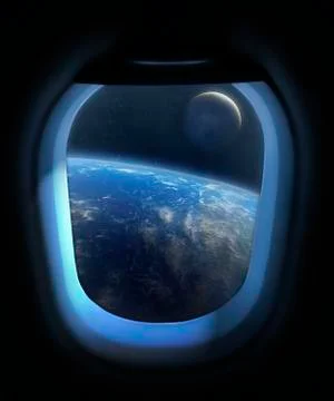 Earth and Moon From Orbit Stock Illustration