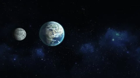 Earth and Moon:  orbiting in space Stock Footage 52754607