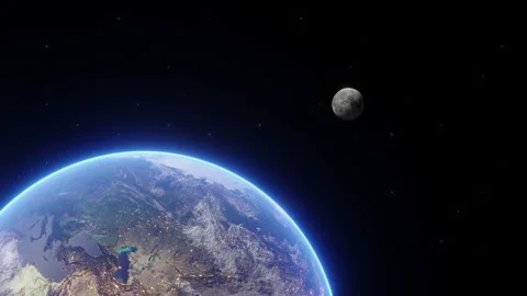 Earth and Moon Space Background Video stock 265441927