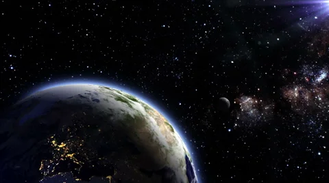 Earth and moon in space Stock Footage 41489185