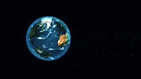 Earth and Moon in Space, Rotating 3D Model of Planet Earth with Realistic A.. Stock Footage 313756668