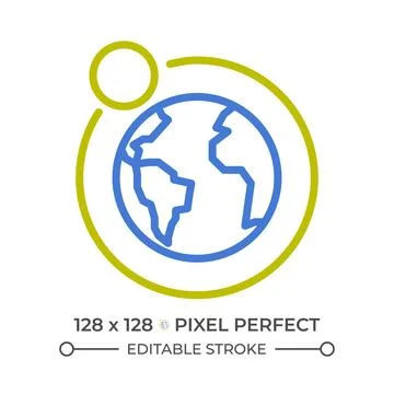 Earth and moon two color line icon Stock Illustration