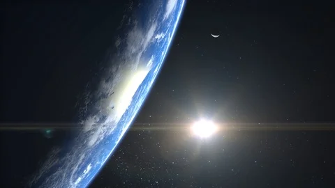 Earth and moon. View from space. The camera rotates and approaches Earth. Stars Stock Footage 118768575
