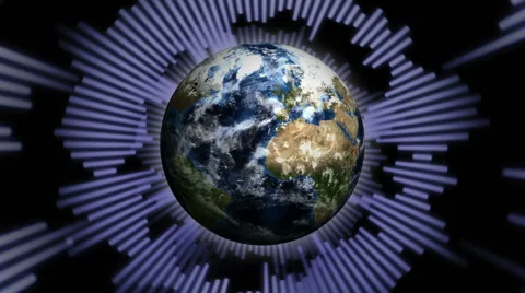Earth and Music Lines, Loop Video stock 48925153