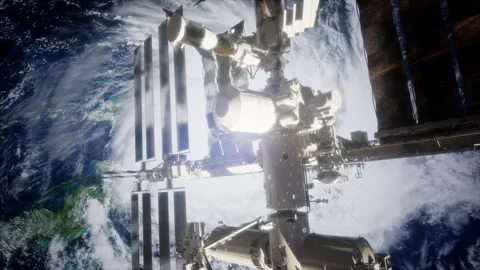 Earth and outer space station iss Vídeos de archivo 125305519