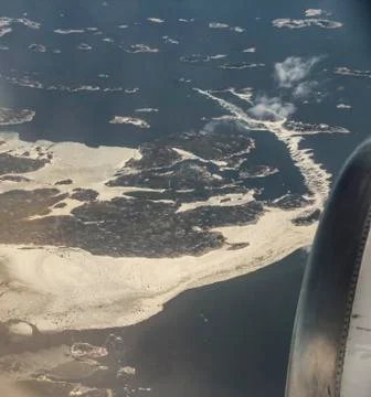 Earth and plane engine view over Finland near Helsinki Stock Photos