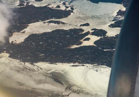 Earth and plane engine view over Finland near Helsinki Stock Photos