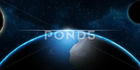 Earth and planets in Universe Stock Illustration
