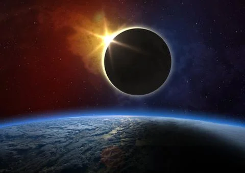Earth and Solar Eclipse. Stock Photos