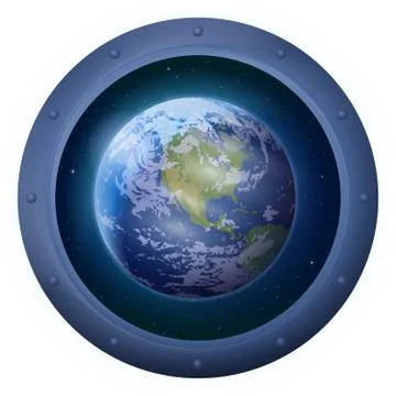 Earth and space in window Stock Illustration