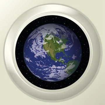 Earth and space in window Stock Illustration