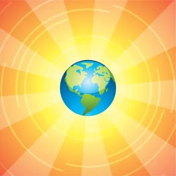 Earth and sun rays Stock Illustration