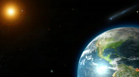 Earth and sun in space Stock Footage 280721