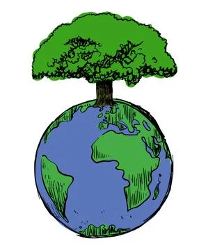 Earth-and-tree-save-earth-concept-illustration-vector Stock Illustration