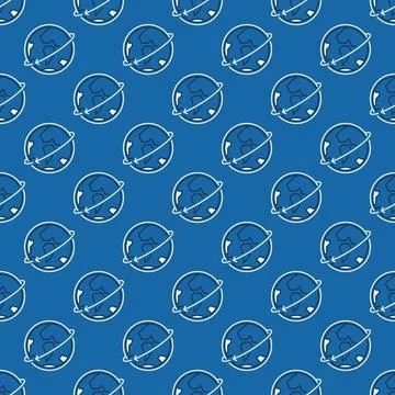 Earth with Arrow Around vector colored seamless pattern Stockillustratie