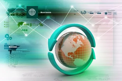 Earth with arrow circle around Illustrazione stock
