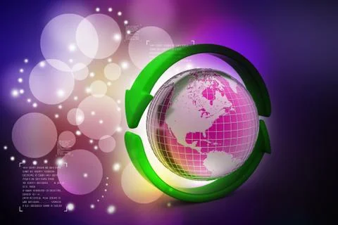 Earth with arrow circle around Stock Illustration