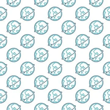 Earth with Arrow vector concept outline seamless pattern Illustrazione stock