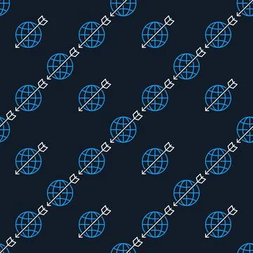 Earth with Arrow vector Multipolarity seamless pattern in thin line style Illustrazione stock