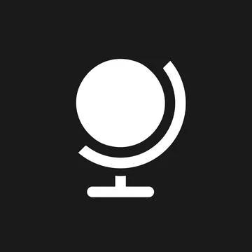 Earth ball globe dark mode glyph ui icon Stock Illustration