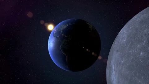 Earth from behind the moon. Stock Footage 73976418