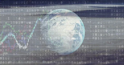 Earth with binary code and financial data animation Stock Footage 305893885