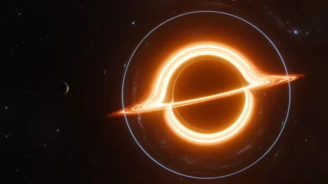 Earth &amp; The black hole with accretion disk 스톡 동영상 335650038