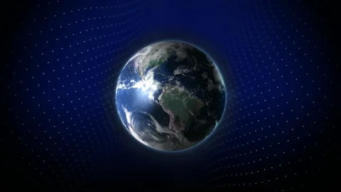 Earth, with a blue screen  moving dots Video stock 144012153