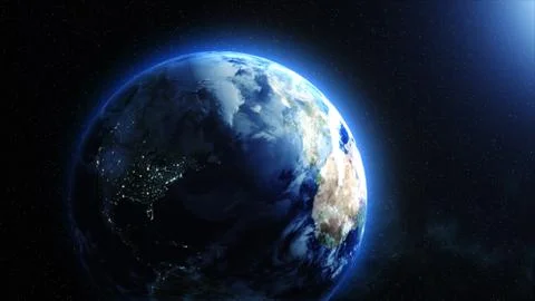 Earth blue shining - Elements of this image furnished by NASA - horizon and.. Stockfoto's