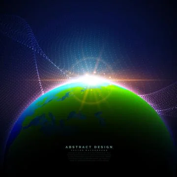 Earth on blue sky in technology digital style background Stock Illustration