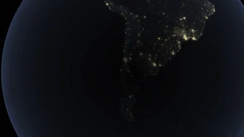 Earth with borders of Chile at night Stock Footage 103188749