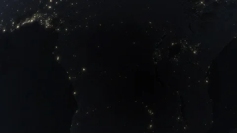 Earth with borders of Democratic Republic of the Congo at night Stock Footage 103393660