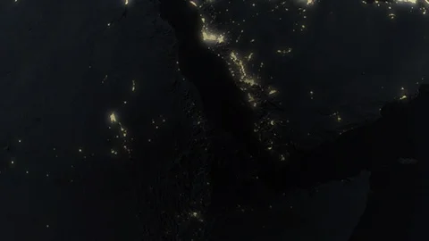 Earth with borders of Eritrea at night Stock Footage 103395112