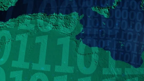 Earth with borders of Tunisia digital Stock Footage 110761190