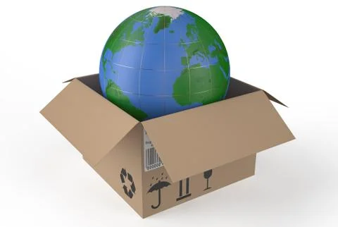 Earth in box 库存插图