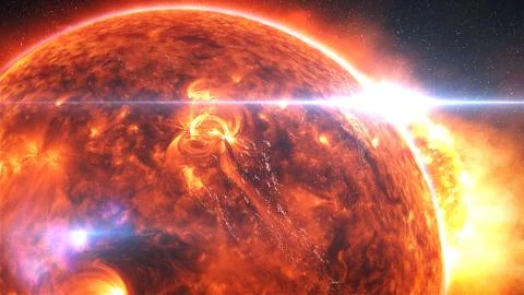 Earth burning or exploding after a global disaster, apocalyptic scenario. イラスト素材